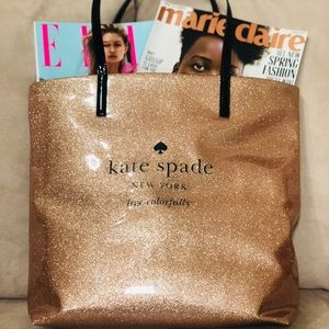 NWT Kate Spade Rose Glitter Bon Shopper